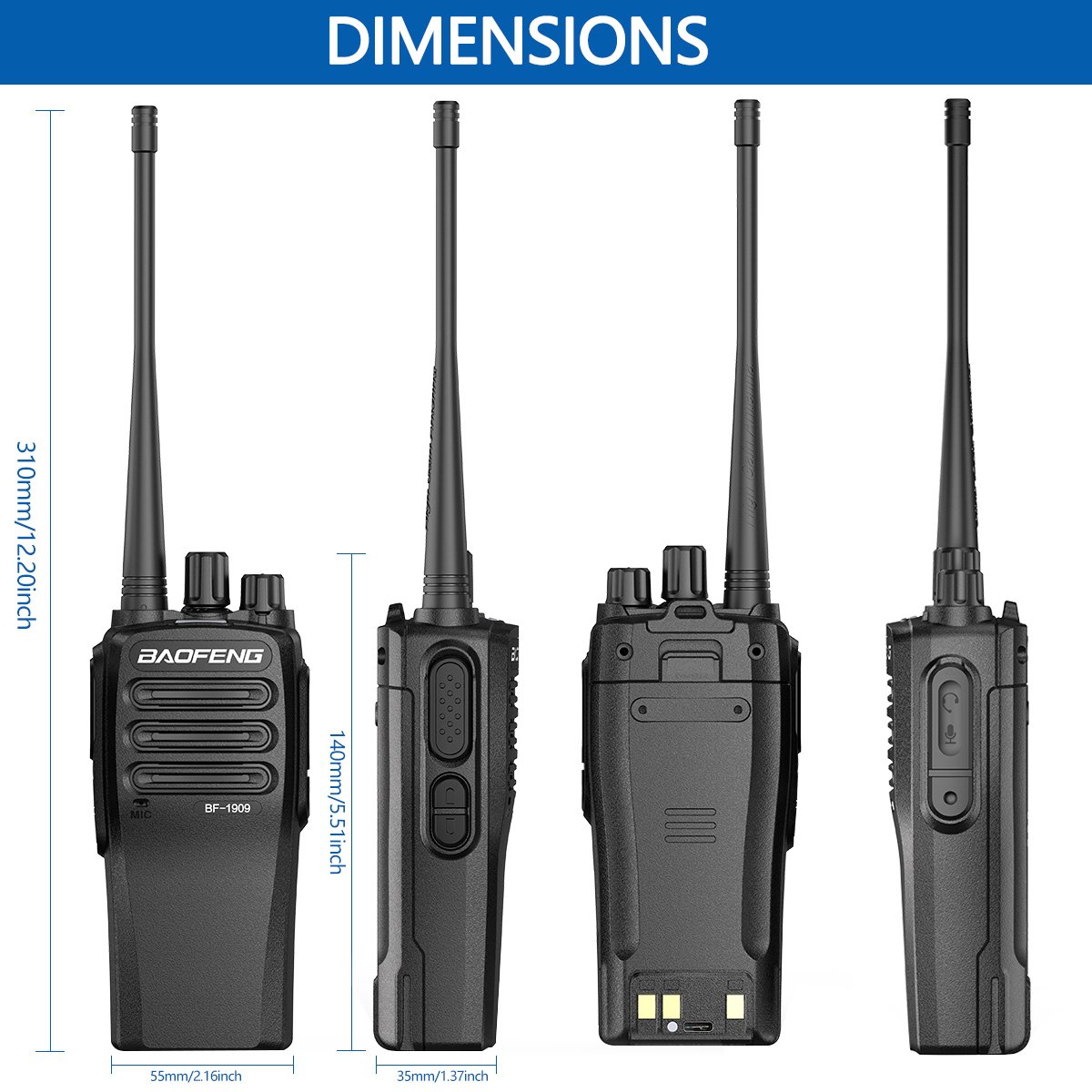 Baofeng BF-1909 Two-way radio Support Type-C charging 10W UHF 400-470mhz Long range Walkie Talkie Upgrade BF1909 walkie-talkie