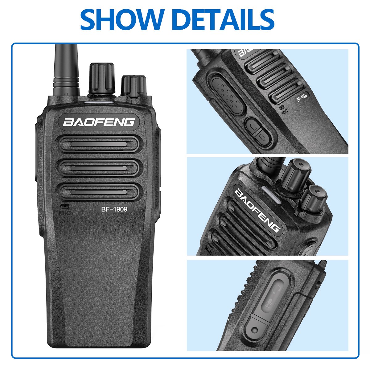 Baofeng BF-1909 Two-way radio Support Type-C charging 10W UHF 400-470mhz Long range Walkie Talkie Upgrade BF1909 walkie-talkie