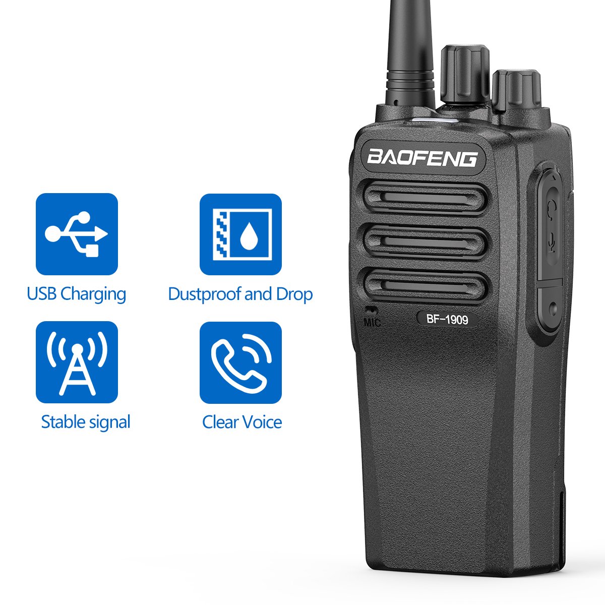 Baofeng BF-1909 Two-way radio Support Type-C charging 10W UHF 400-470mhz Long range Walkie Talkie Upgrade BF1909 walkie-talkie