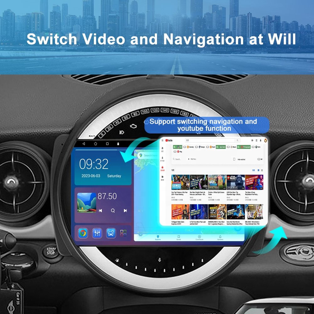Jmance 9 inch Headunit For BMW Mini 2007 2008 2009 2010 2011 2012 2013 2014 2015 Frame Android Auto Carplay Car Radio
