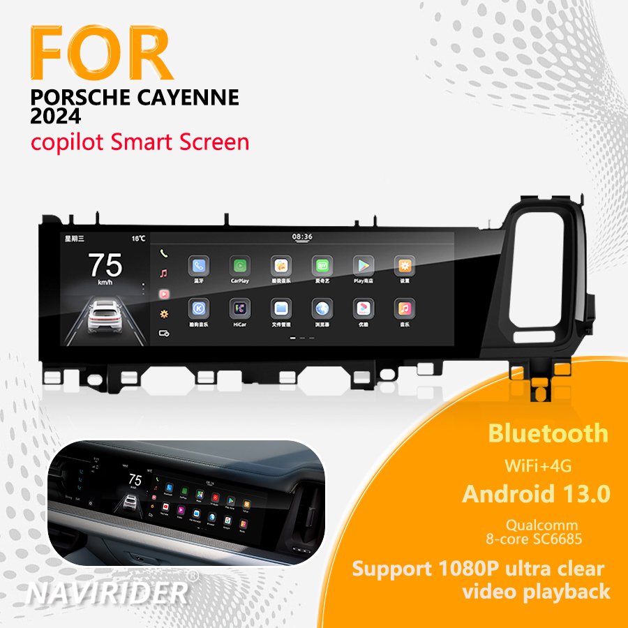 Car Copilot Carplay Android Screen For Porsche Cayenne 2018-2024 Car GPS Navigation Multimedia Player HeadUnit Radio Media