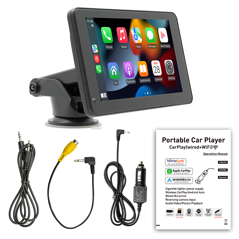 Bestree 7 Inch Touch Screen Portable Wireless Carplay Android Auto Car Radio Auto stereo BT FM Smart Car Monitor stereo