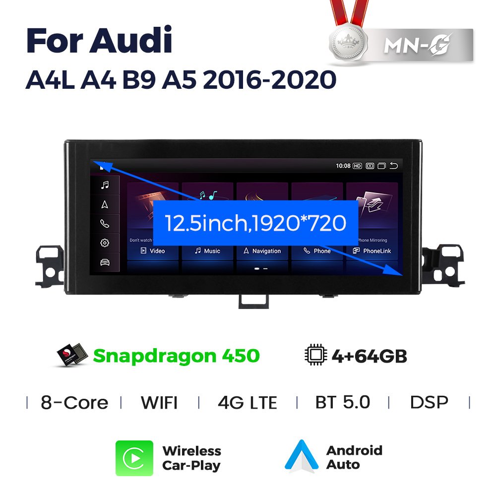 NaviFly Snapdragon 680 Android 13 car stereo For Audi A4 A4L B9 A5 2016-2020 without Original GPS Built-in Car play Car Radio