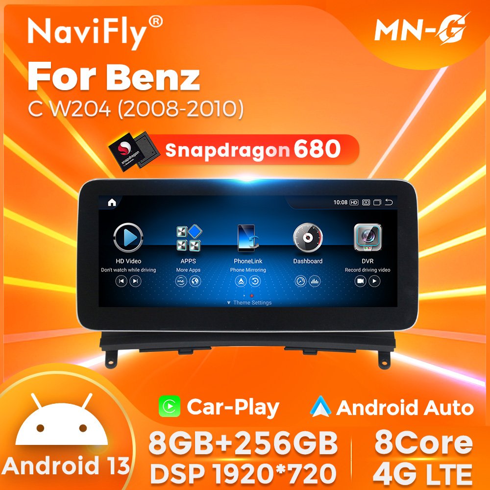 Mekede Qualcomm Snapdragon 680 car radio 4g lte DSP DVR TRMS support floating window for Benz C W204 2008 2010