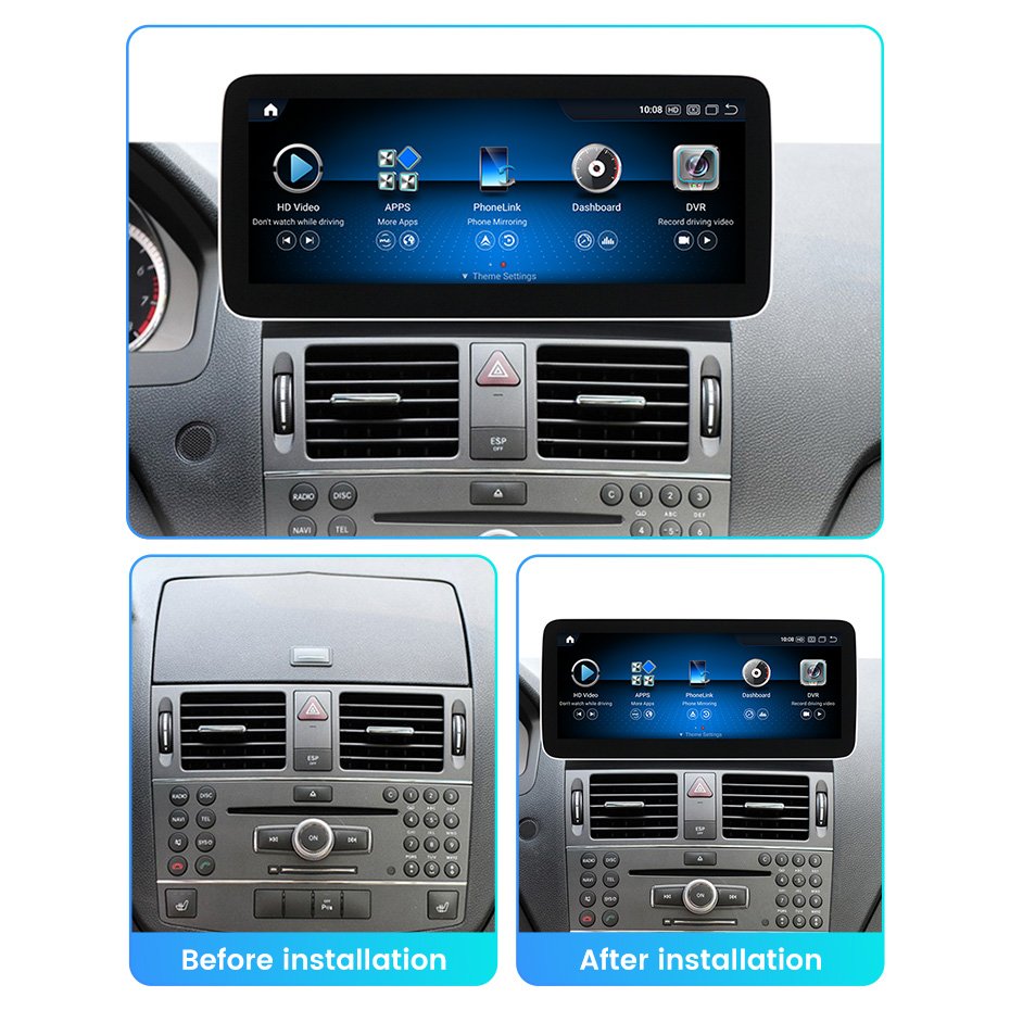 Mekede Qualcomm Snapdragon 680 car radio 4g lte DSP DVR TRMS support floating window for Benz C W204 2008 2010