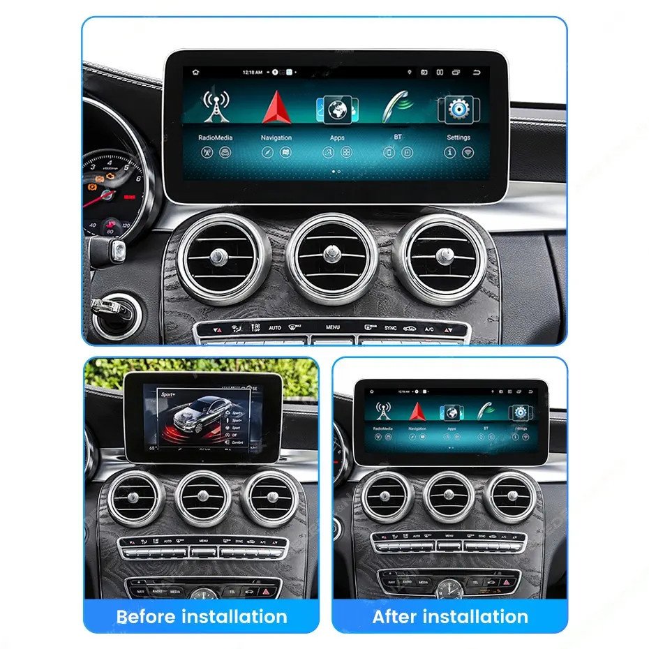 12.3 inch Android Car Radio Player For Mercedes Benz C GLC V X Class NTG 5.0 2015-2018 Car Multimedia dvd Stereo GPS Navigation