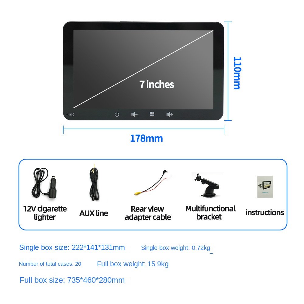 7 Inch Portable Audi Car Navigator Wireless CarPlay/Android AUTO Multifunction MP5 Stereo Player DVD MP3/MP4 CD Radio