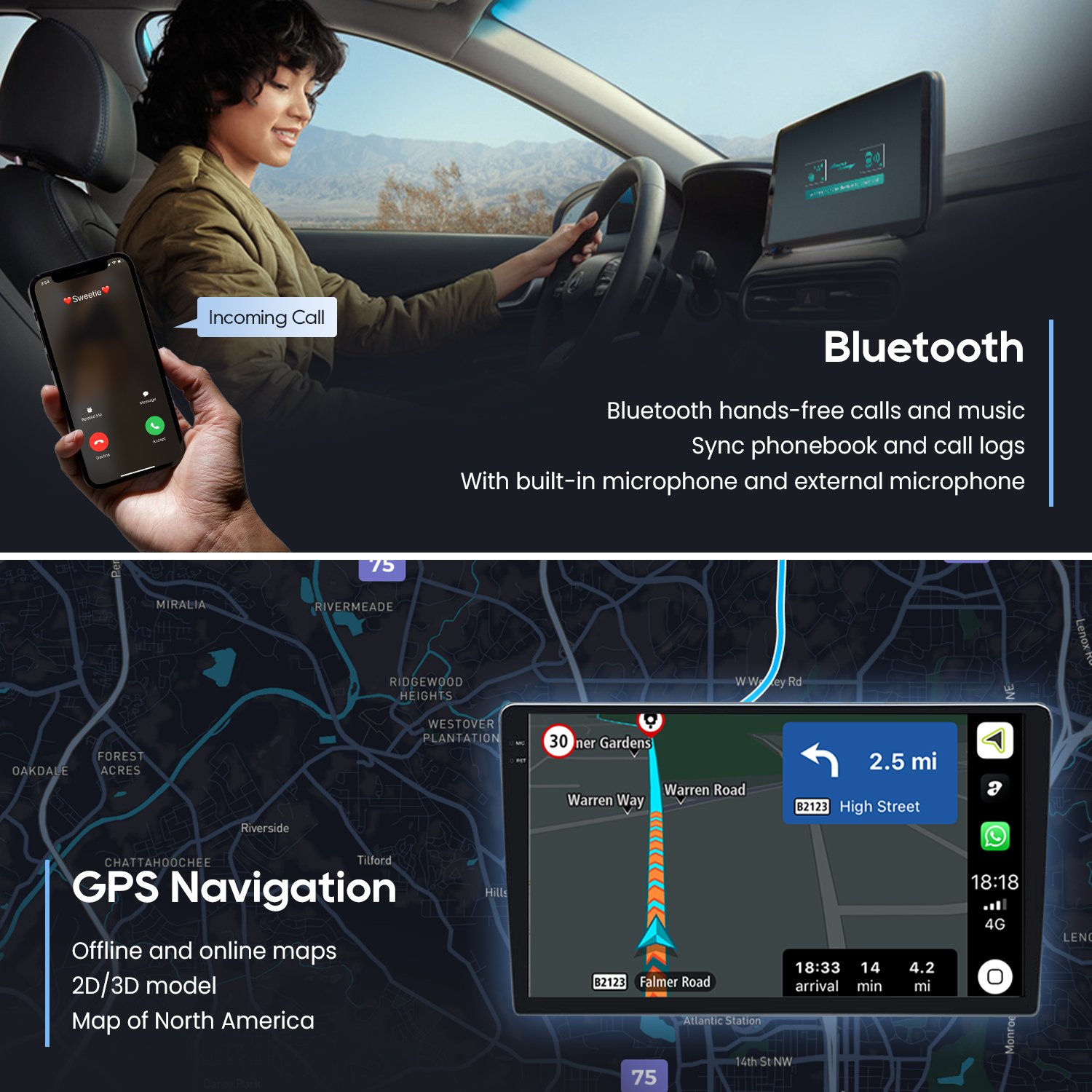 Touch Screen 7/9/10 Inch Android car Radio QLED/IPS 1280*720 2+32GB stereo Universal Gps Audio Player 2DIN Multimedia Player