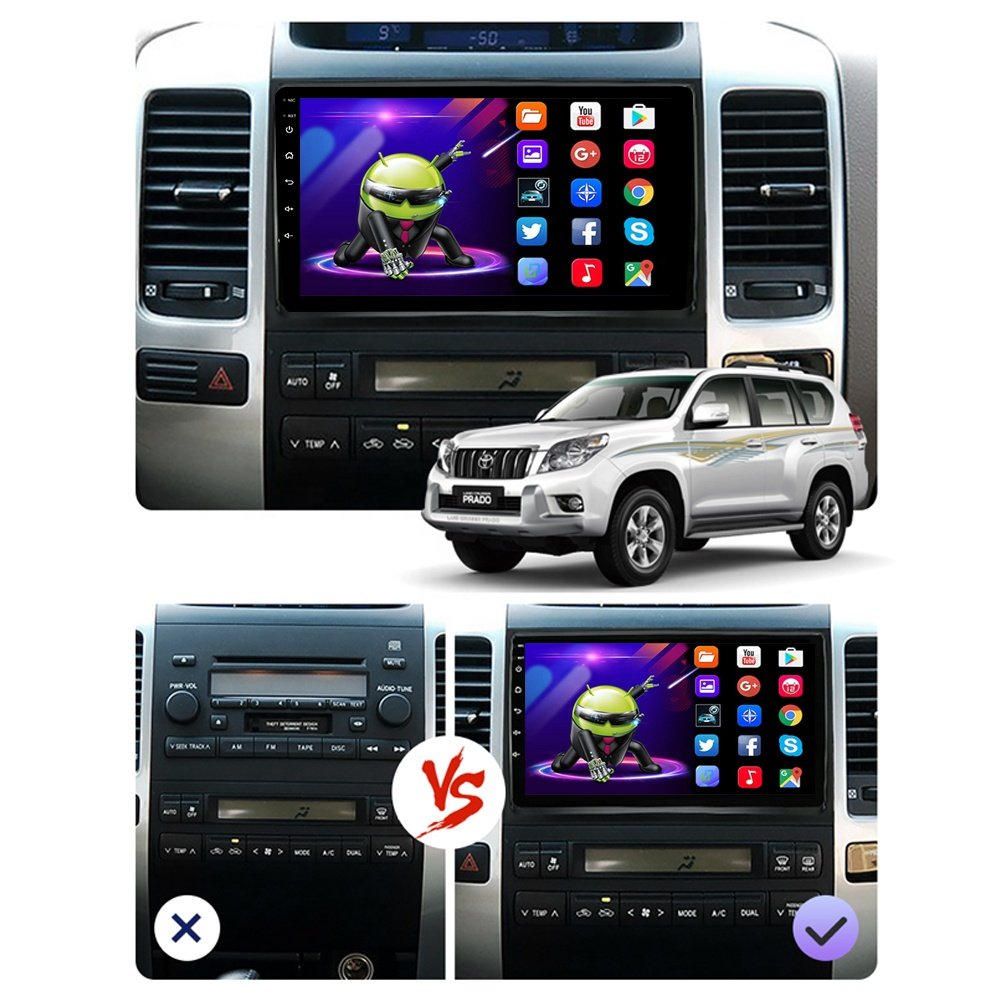 Android carplay player 9 inch car radio 2+32GB GPS WIFI/AM/RDS for Toyota Land Cruiser Prado 120 2004-09