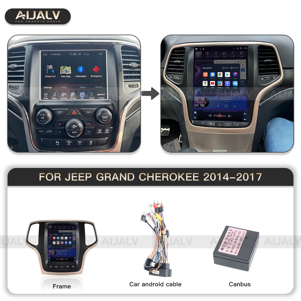 2Din Car Radio Fascia for JEEP GRAND CHEROKEE 2014-2017 9.7 inch Tesla style DVD Stereo Frame Adapter Dash Installation Bezel