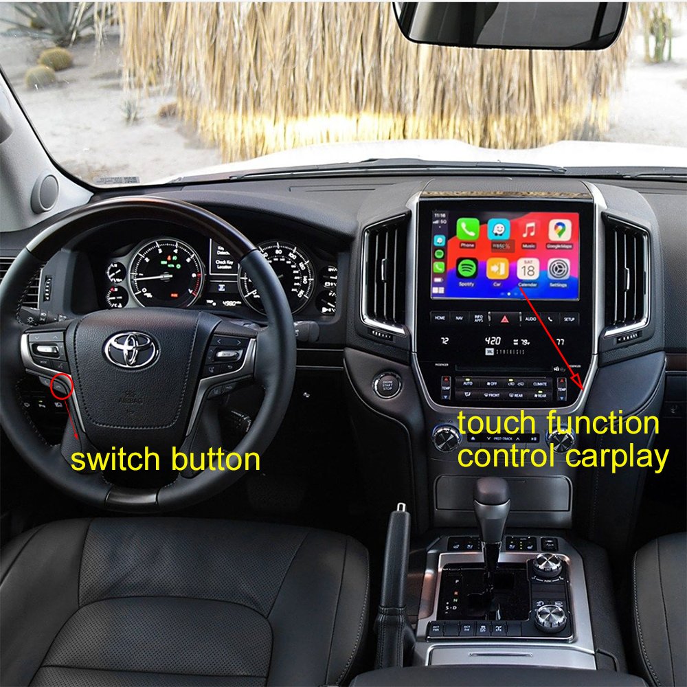 Android Auto Adapter For Toyota Land Cruiser LC200 2015-2021 Navigation Radio Player Mirror Link Wireless Apple CarPlay Box Kit
