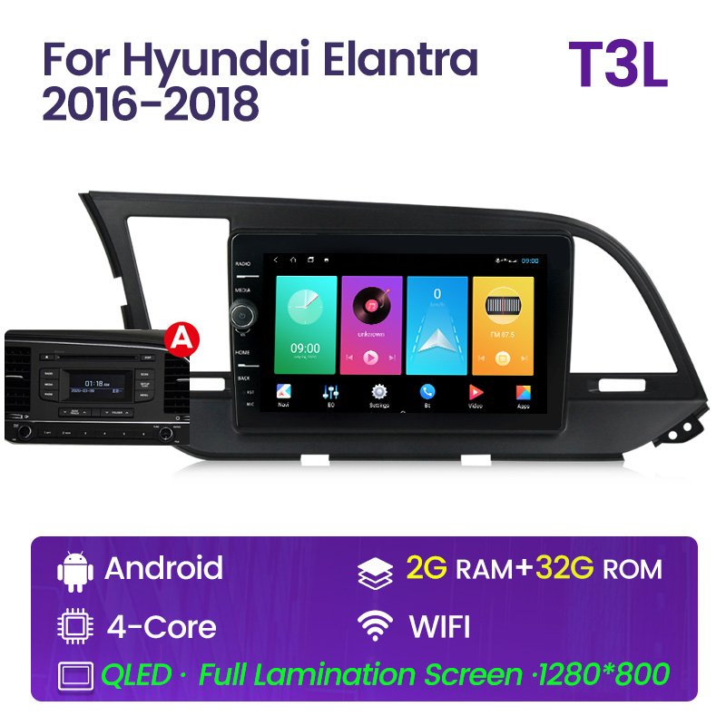 Android Auto For Hyundai Elantra 2016 2017 2018 Multimedia Car Video Radio Player GPS Navigation Support Car-play Rear Camera