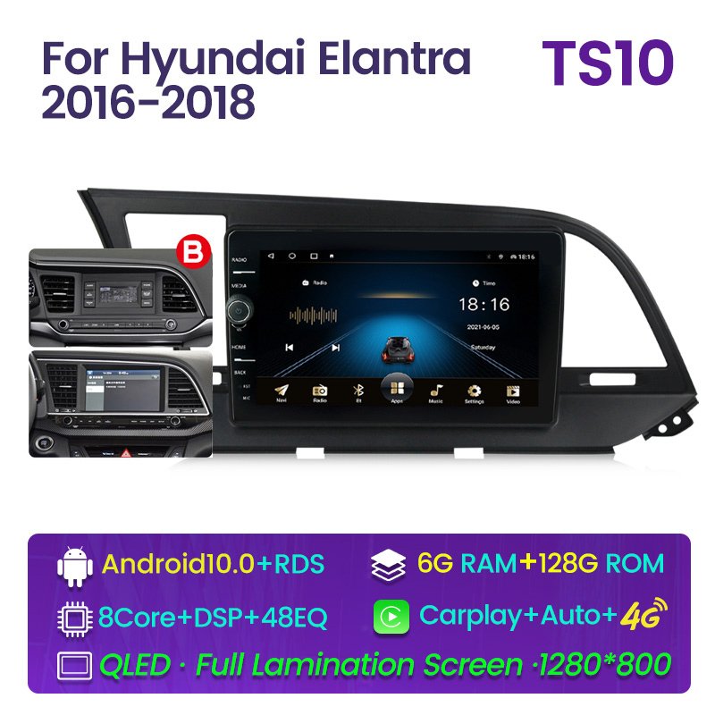 Android Auto For Hyundai Elantra 2016 2017 2018 Multimedia Car Video Radio Player GPS Navigation Support Car-play Rear Camera