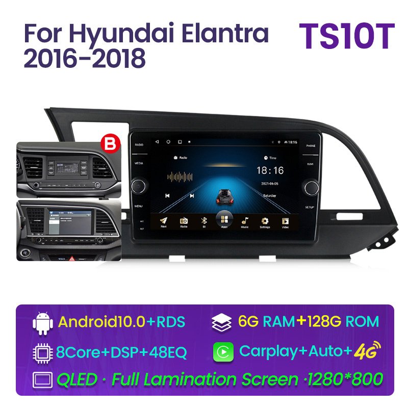 Android Auto For Hyundai Elantra 2016 2017 2018 Multimedia Car Video Radio Player GPS Navigation Support Car-play Rear Camera