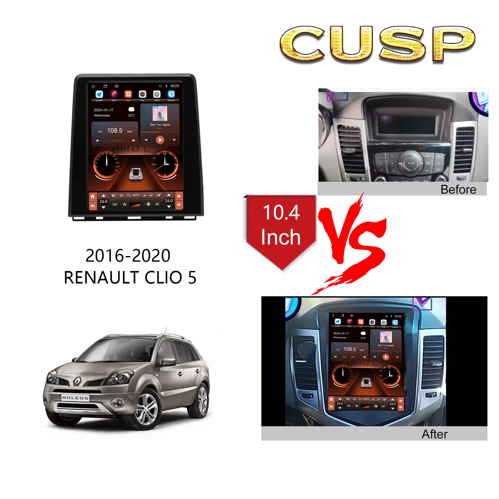 Fantastic Multimedia Android13 GPS Navigation 10.4 Inch Screen Car Stereo Radio Car Play Video Play For Renault Clio 5 Low Level