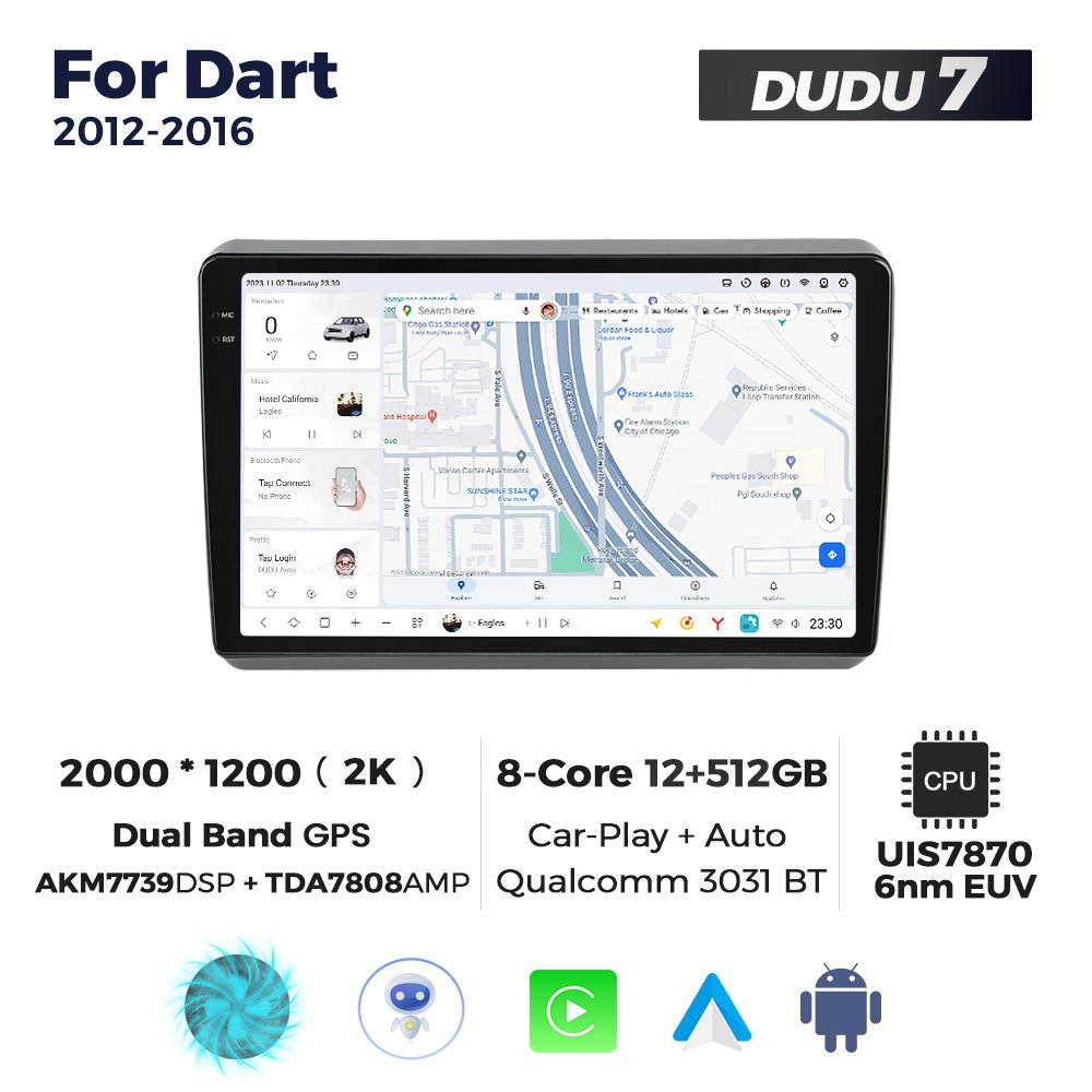 Mekede DUDU7 auto electronics Android Screen Multimedia dsp fm support dudu dab dvr dvd bt map for Dodge Dart 2012-2016