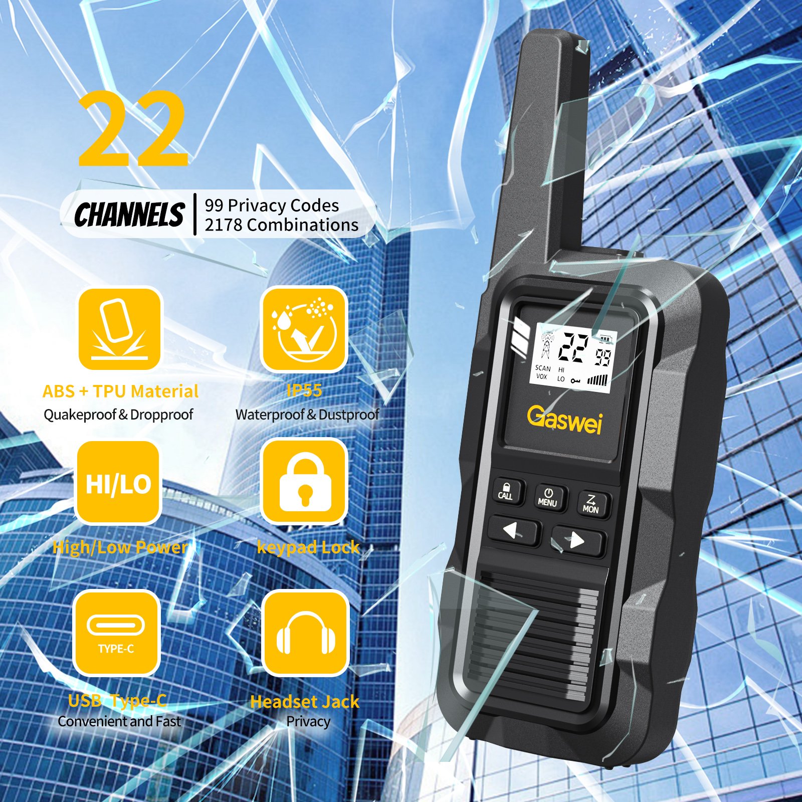 Two Way Radio Long Range Walkie Talkies with Rechargeable Batteries Hiking Hunting Camping Gear Waterproof Walkie Talkie