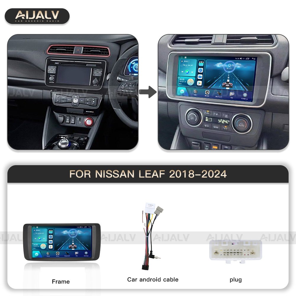 New style Car DVD Player frame for NISSAN LEAF 2018-2024 Matt Black 9 inch Android car fascia frame radio panel Screen bracket