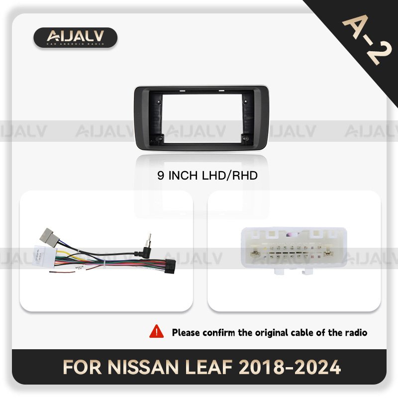 New style Car DVD Player frame for NISSAN LEAF 2018-2024 Matt Black 9 inch Android car fascia frame radio panel Screen bracket