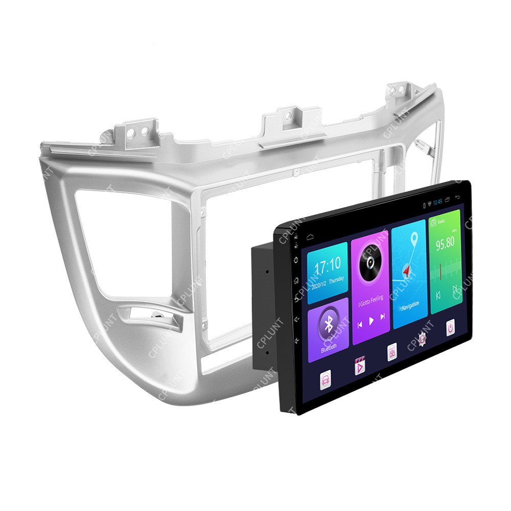 Car DVD Player Frame For HYUNDAI TUCSON IX35 2015-2018 SILVER 9INCH Touch screen Android radio Farme stereo