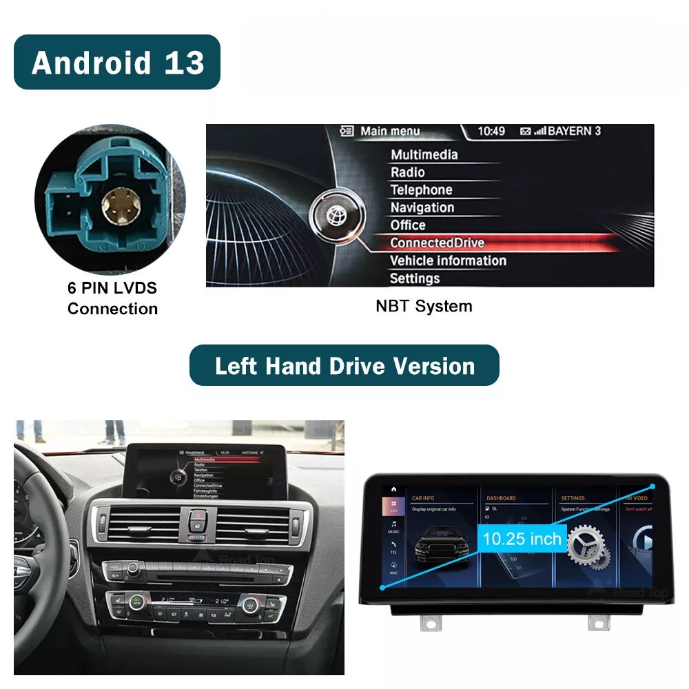 Android 13 Car Radio NBT Navigation 10.25\" Screen GPS Wireless Carplay For BMW 1 Series F20 F21 2012-2017 2 Series F22 F23 F45