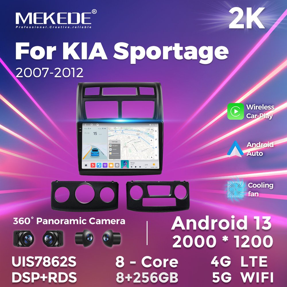 MEKEDE 8core 8g+256G navigation BT Android car radio player for KIA Sportage 2007-2012 360 camera 4G WIFI FM AM