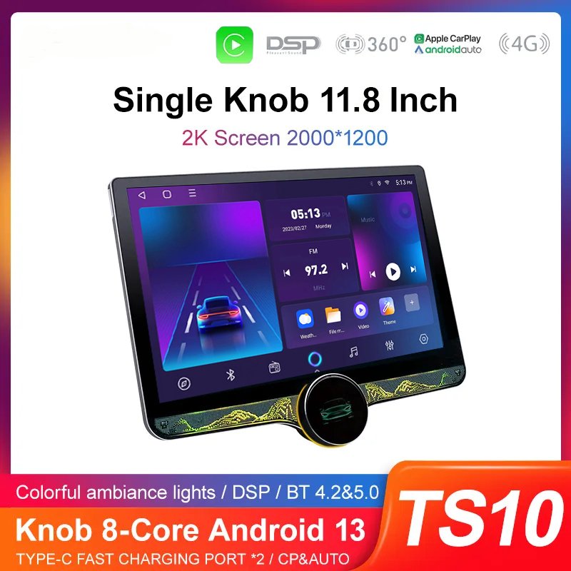 TS18 11.8 inch Android 2k knob 4G Sim Card DSP Car Radio Stereo Car Player Gps Navigation Carplay Auto Electronics