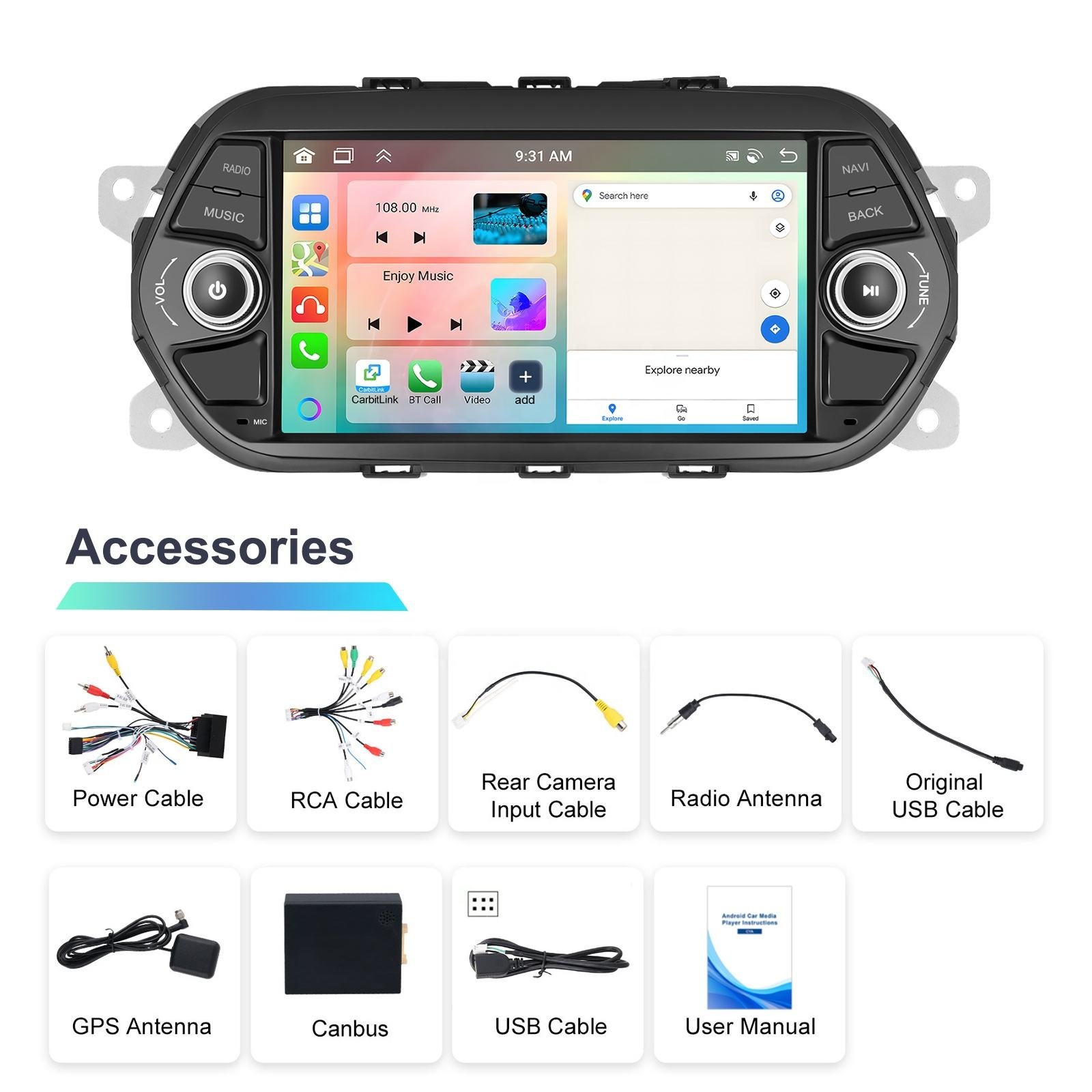 Car Dvd Player Wireless Carplay & Android Auto GPS Wifi FM DVR For FIAT TIPO EGEA 2015-2017 Android Car Radio