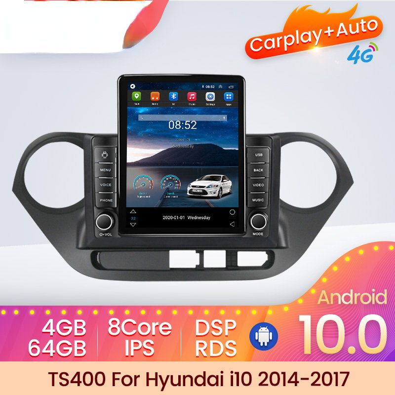 Tesla Android IPS+2.5D+DSP Car Video For HYUNDAI I10 2014 2015 2016 2017 4+64GB 4G LTE WIFI GPS BT Radio SWC Stereo