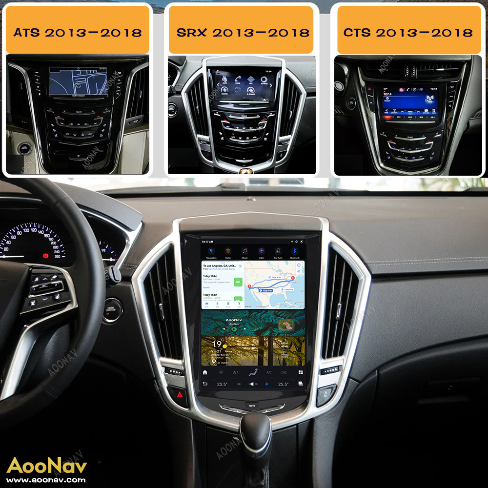 AOONAV 10.5" IPS QHD Car Radio Touch Stereo Screen GPS Navigation Carplay For Cadillac ATS CTS SRX Escalad 2013-2018 Head Unit