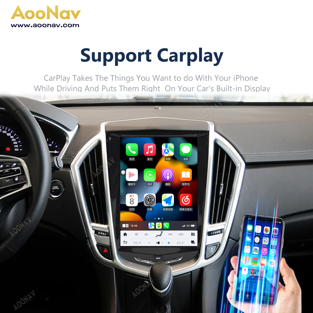 AOONAV 10.5" IPS QHD Car Radio Touch Stereo Screen GPS Navigation Carplay For Cadillac ATS CTS SRX Escalad 2013-2018 Head Unit