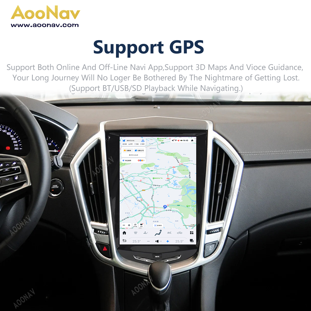 AOONAV 10.5" IPS QHD Car Radio Touch Stereo Screen GPS Navigation Carplay For Cadillac ATS CTS SRX Escalad 2013-2018 Head Unit