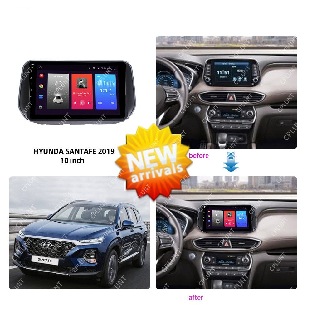 Car DVD Player Frame For HYUNDAI SANTAFE IX45 2019+ 10INCH Touch screen Android radio Farme stereo