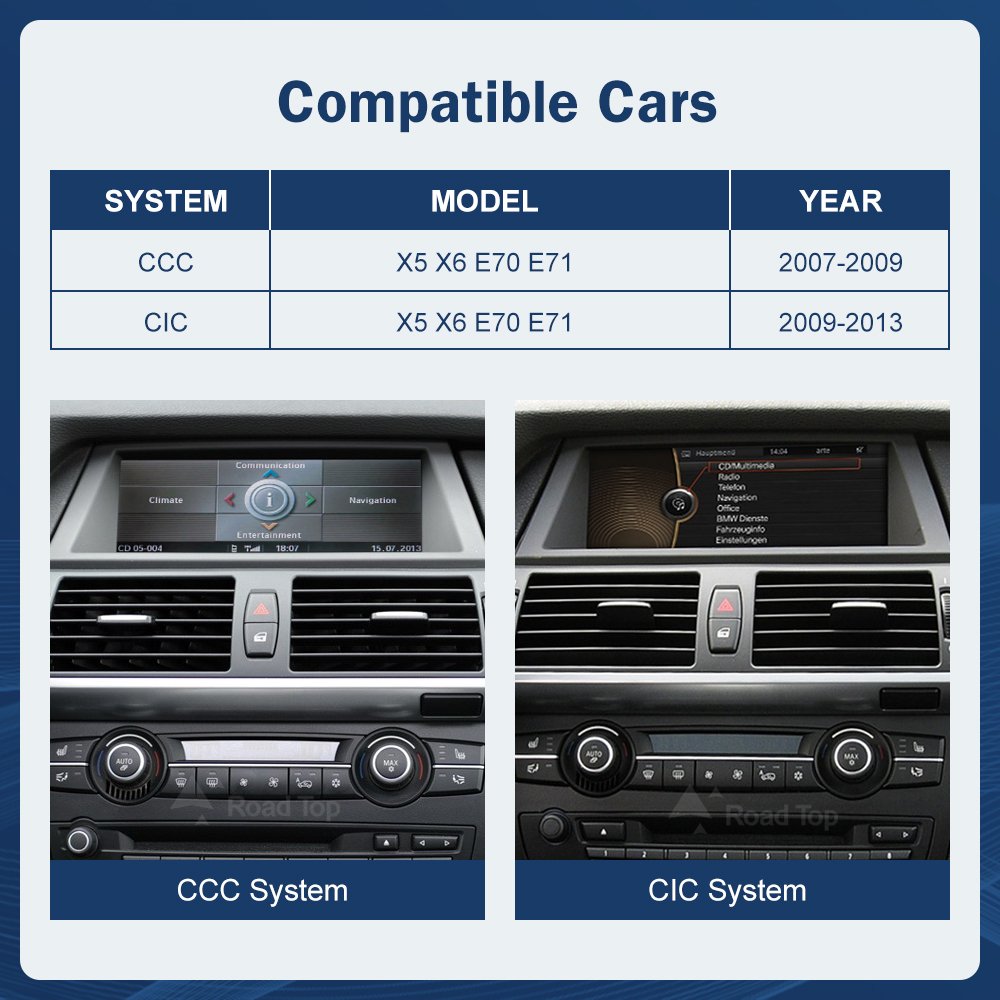 Road Top Stereo Car Radio Android Auto Multimedia Wireless Apple Carplay Screen For BMW X5 X6 E70 E71 2007-2013 CCC CIC