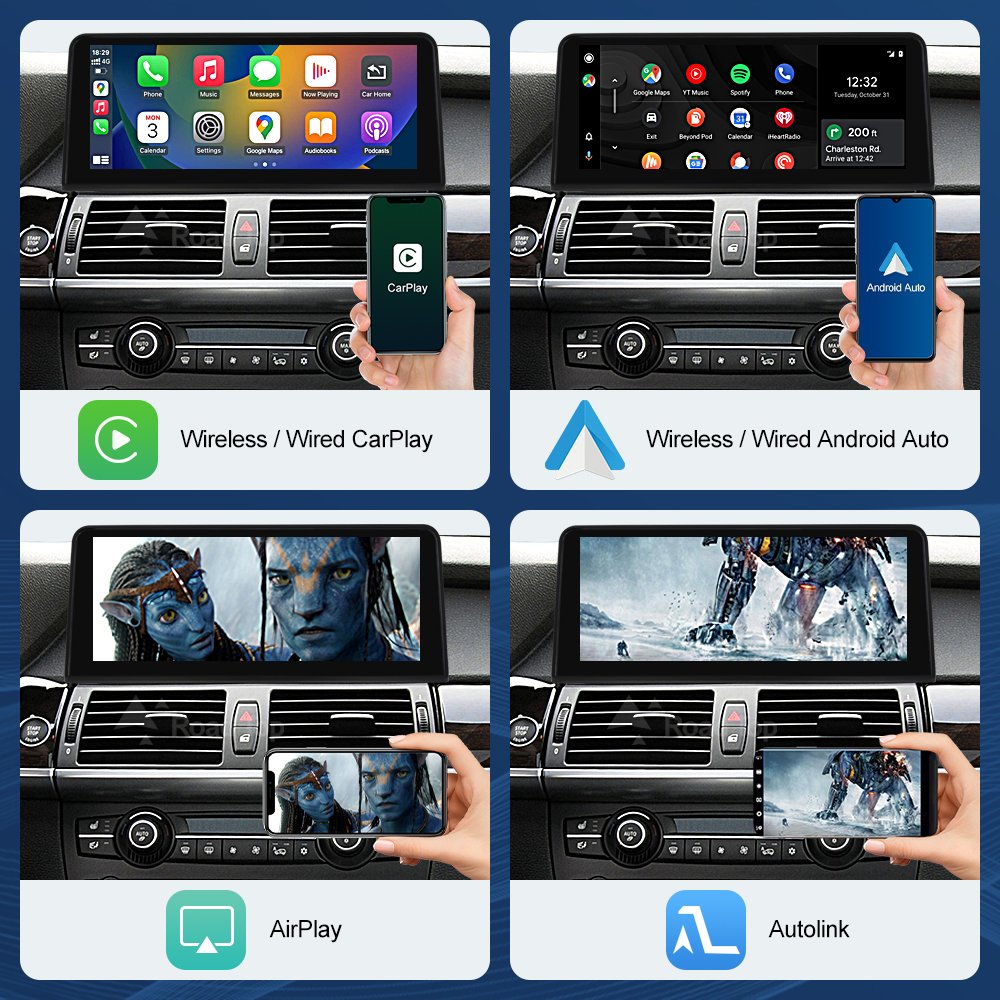 Road Top Stereo Car Radio Android Auto Multimedia Wireless Apple Carplay Screen For BMW X5 X6 E70 E71 2007-2013 CCC CIC