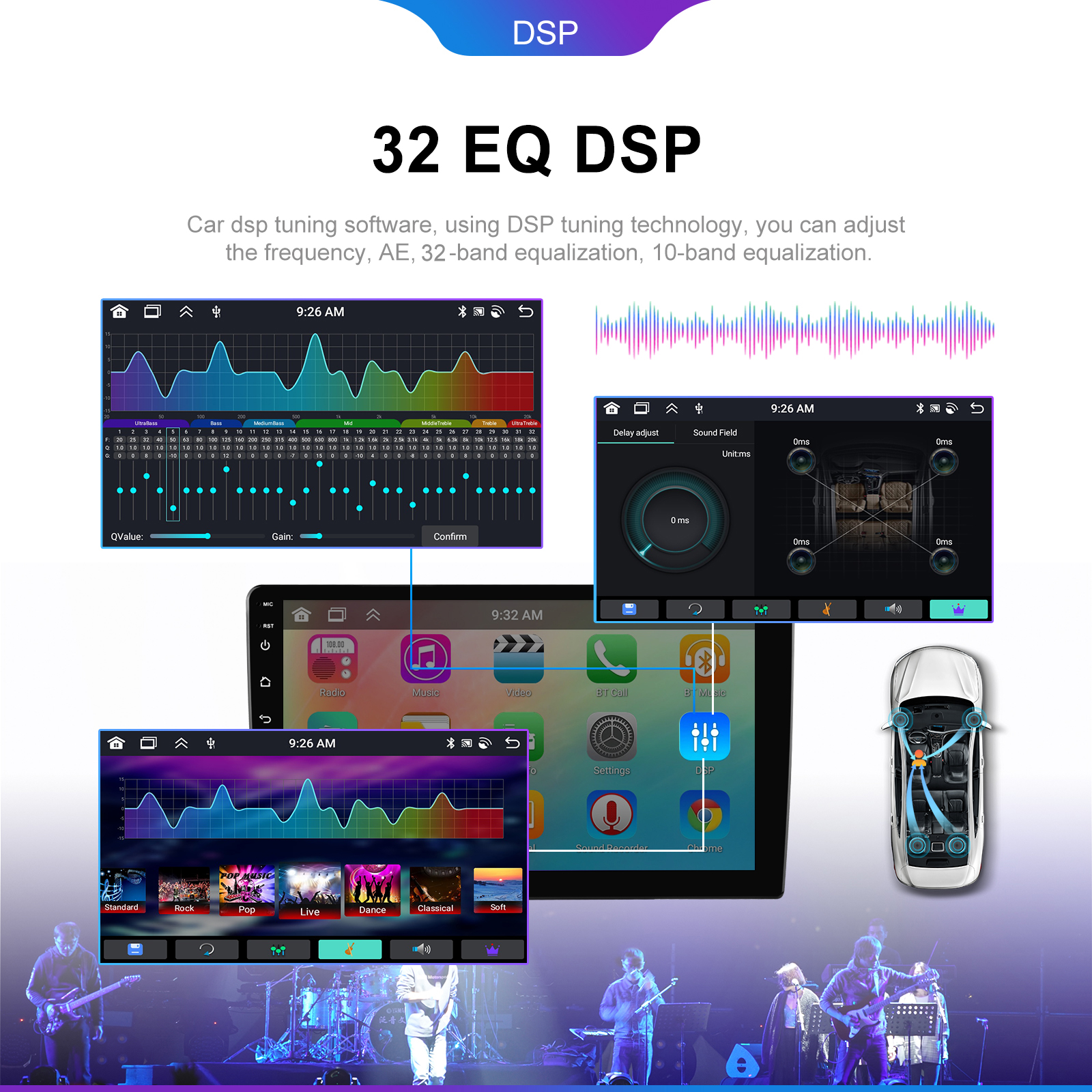 Universal 9 Inch Wifi 6 Quad core 2GB 32GB wireless apple carplay screen stereo android radio car dvd player