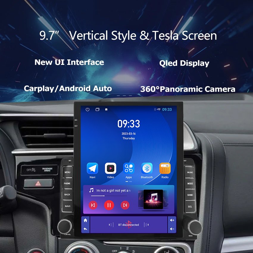 Head Unit 9.7 Inch 2 din android car radio For Honda Fit LHD 2014-2017 Car Player radio auto Wireless Carplay