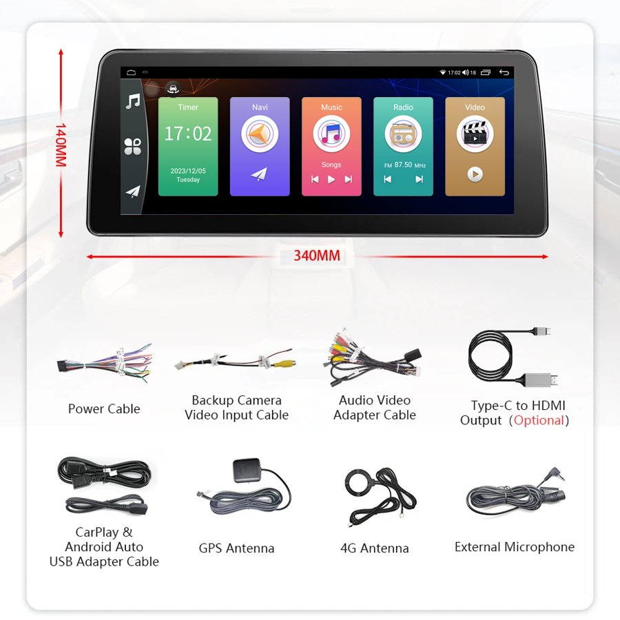12.3 Inch For Android Player Universal Screen Car Radio Car Stereo With Wifi Multimedia Motherboard GPS Carplay Auto