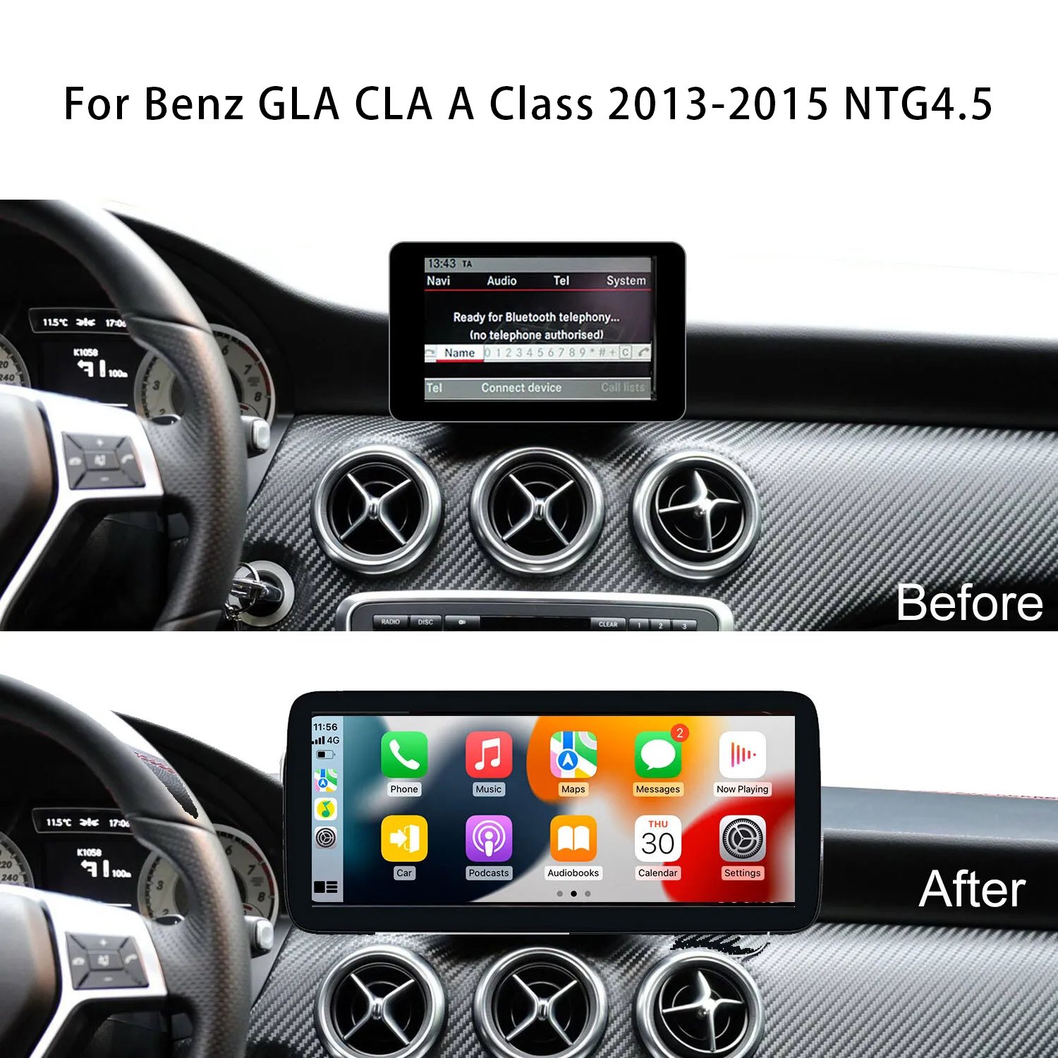 12.3inch 8g+128g IPS car touch screen android system for Mercedes Benz GLA CLA A Class 2013-2015 NTG4.5 with Bluetooth