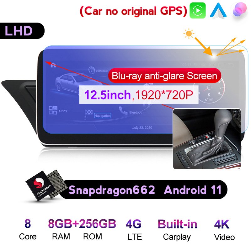 Car Radio For Audi A4 A4L A5 b8 S4 S5 2009-2017 without Original GPS 1920*720 IPS+DSP Car Video Support Carplay SWC