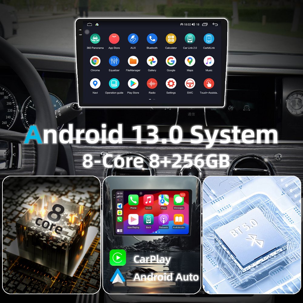 QLED Full Lamination Screen Android 13 Car Radio For Universal 2DIN 9/10.1 Inch Headunit 360 Camera Carplay Video Player