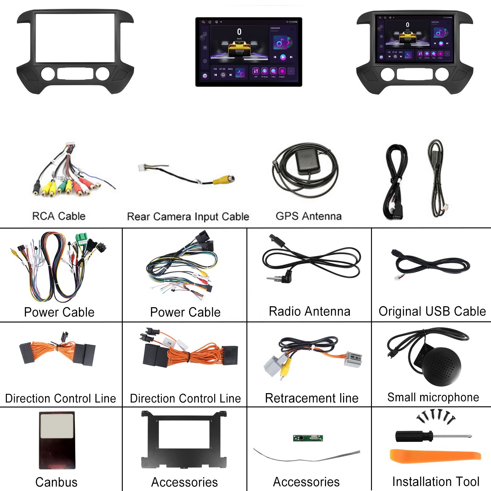 Podofo 13.1inch 8-core 4+64G Android Car Stereo For Chevrolet Silverado 2014-2018 Carplay 2K HD GPS Navigation WIFI GPS BT RDS