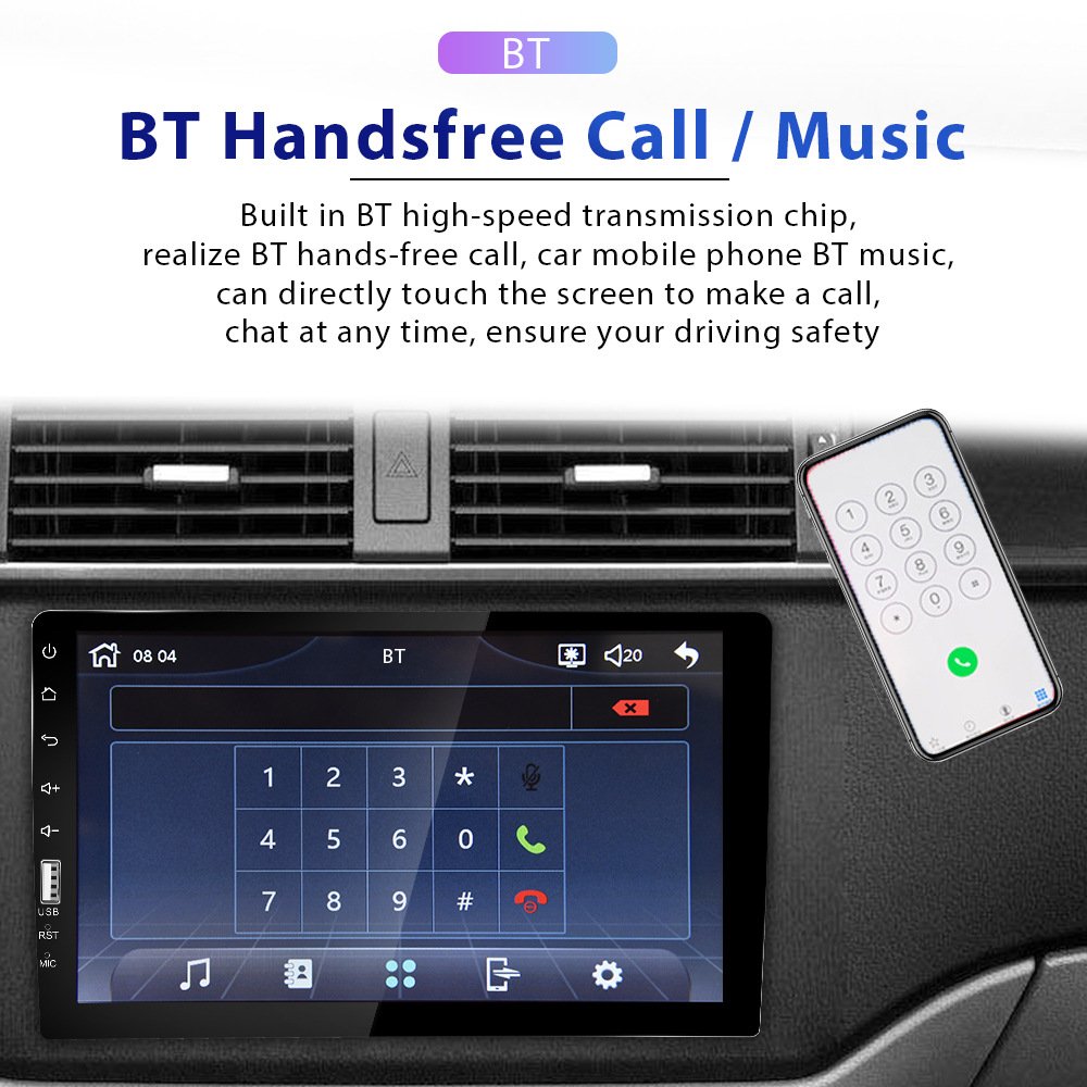 Single 1Din 9" Car Stereo Radio MP5 Player iOS/Android Carplay Touch Screen BT USB Mirror