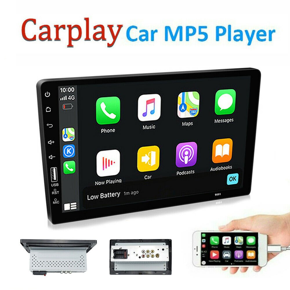 Single 1Din 9" Car Stereo Radio MP5 Player iOS/Android Carplay Touch Screen BT USB Mirror