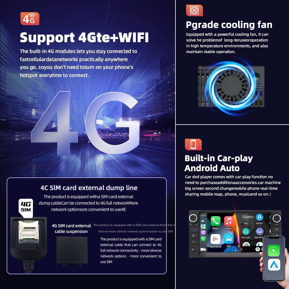 Large LCD Screen Android Car Navigation System Wireless CarPlay Radio Reversing Image All-in-One Machine Stereo