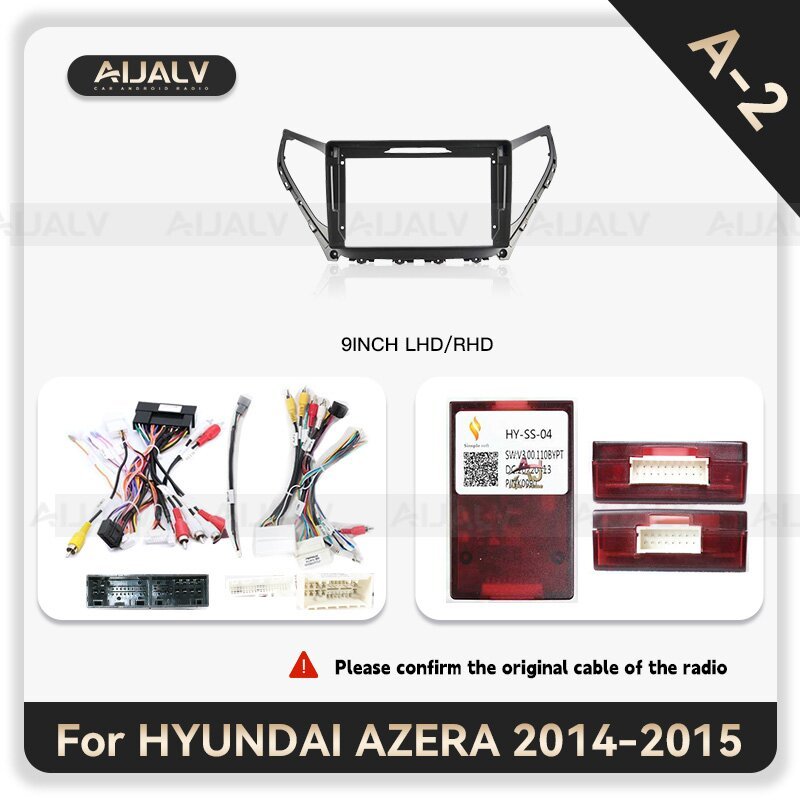 9inch 2din car accessories fascia frame For HYUNDAI AZERA 2014-2015 LHD/RHD QLED screen navigation GPS multimedia player frame