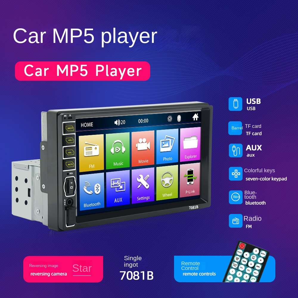 7-Inch Car MP5/MP4 All-in-One Machine Android 2 Din Radio with Hands-Free Reversing Image LCD Screen 1-Year Warranty