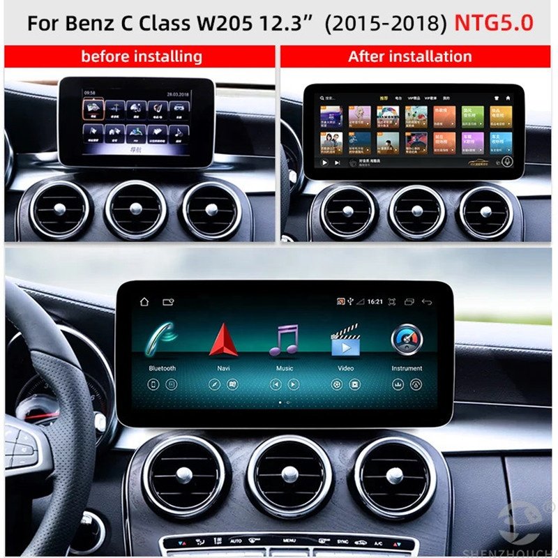 10.25 inch Android Car Stereo Radio for Mercedes Benz C GLC W205 2015-2020 Wireless Carplay Navigation GPS Multimedia Player