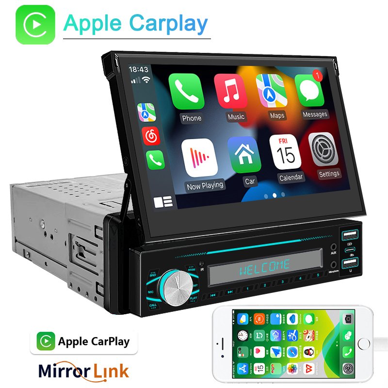 1Din Android Car Radio 7'' Retractable Touch Screen GPS Wifi Autoradio Intelligent Bluetooth Car Player