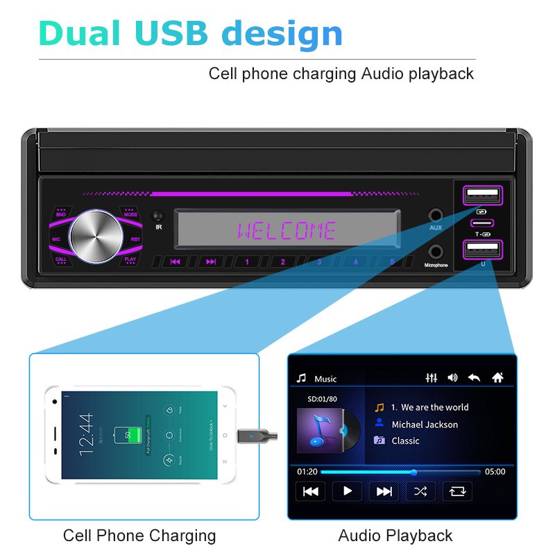 1Din Android Car Radio 7'' Retractable Touch Screen GPS Wifi Autoradio Intelligent Bluetooth Car Player